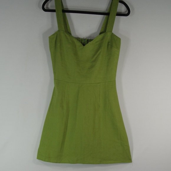 Reformation Miso Linen Dress in Green size 12 Altered Straps - Picture 4 of 12